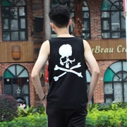 Yueshanhai mùa hè phong cách mới cotton hip-hop in họa tiết không tay áo thun nam vest lỏng áo len nam - Áo vest cotton