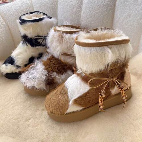 羊皮毛一体雪地靴保暖加厚厚底