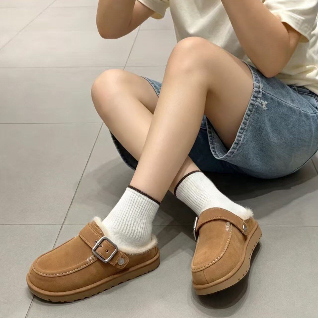 纯牛皮!纯羊毛!一脚蹬勃肯女鞋