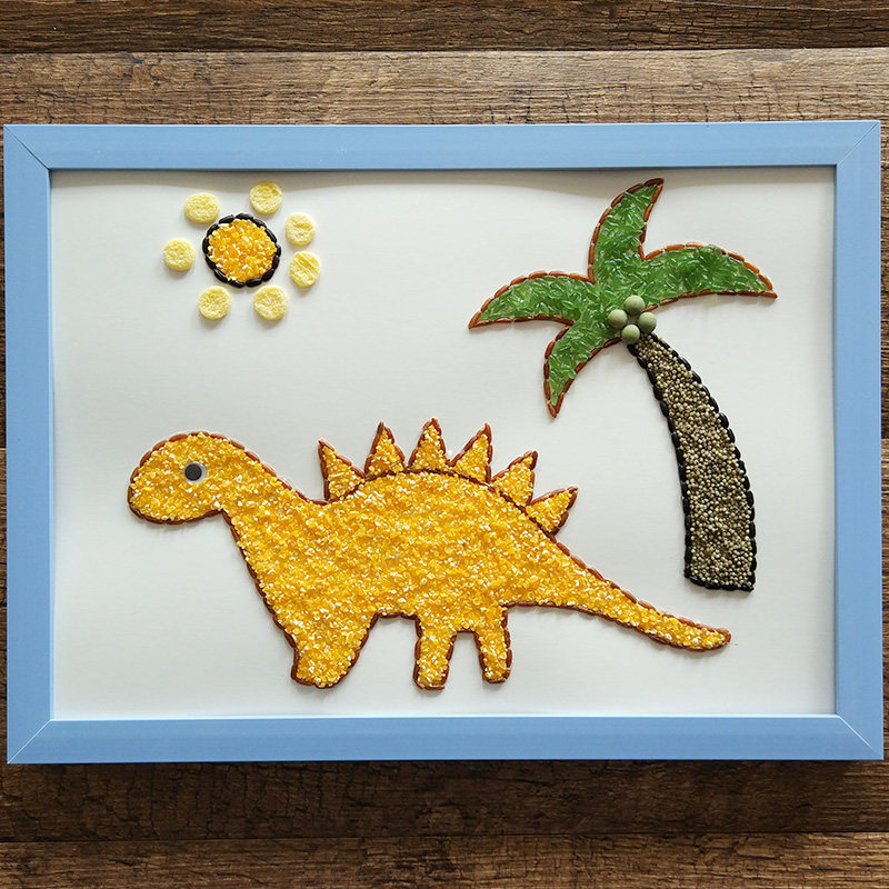 儿童手工贴画材料包diy玩具房产暖场亲子活动幼儿卡通贴画包 恐龙