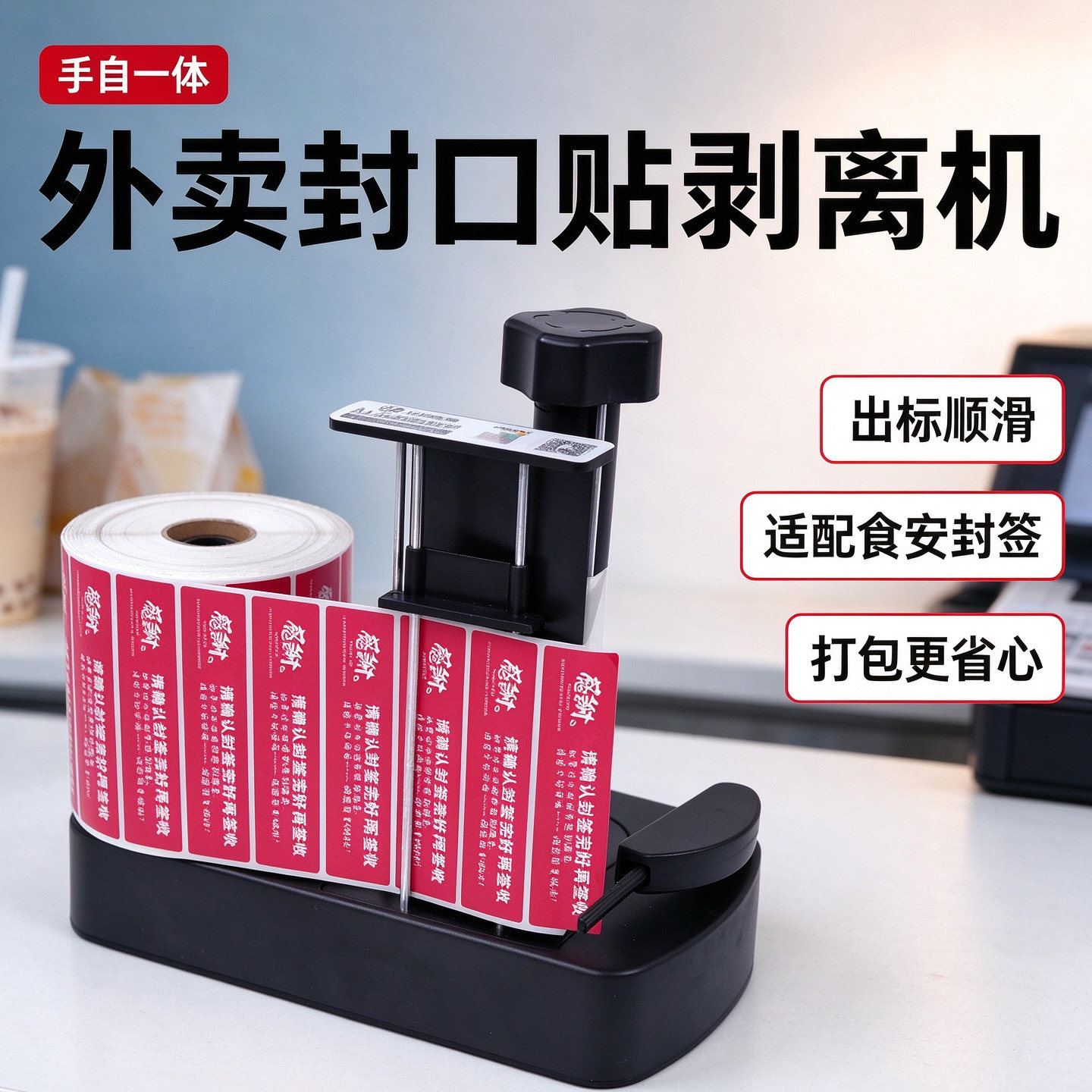 全自动外卖封口贴剥离器电动不干胶标签出标撕标手电动分离剥标机
