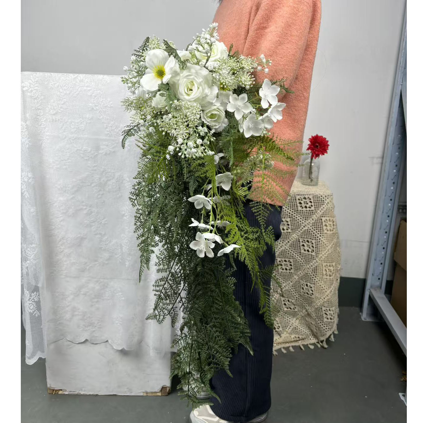 高级感瀑布仿真花手捧花婚礼新娘影楼摄影道具森系仿真花领证花束