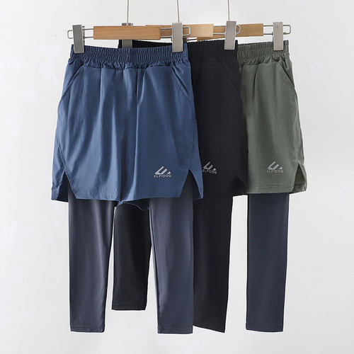 男童速干假两件运动短裤春秋新款