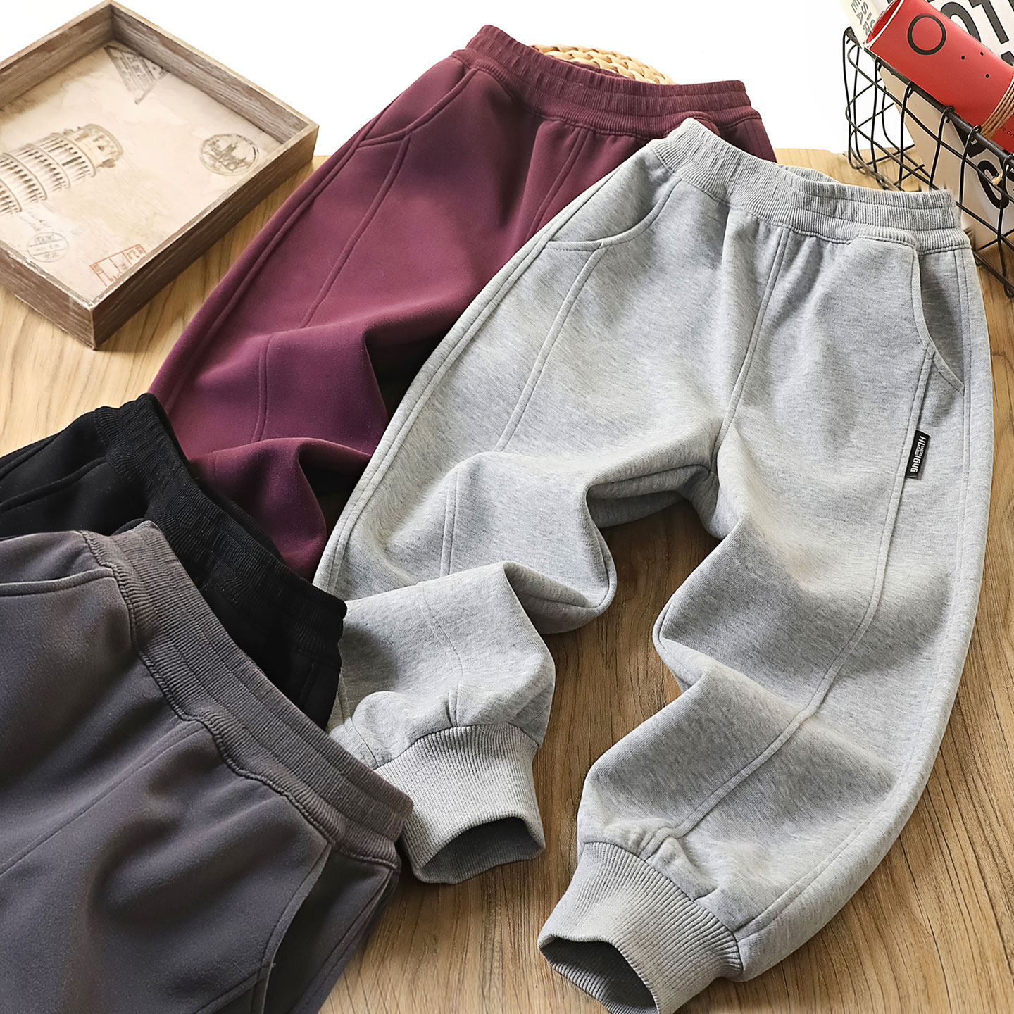 男童纯色复合棉运动长裤子春秋季2025新中大儿童装束脚卫裤休闲裤,童装/婴儿装/亲子装,裤子,淘宝优惠券,粉丝福利购,淘宝优惠卷