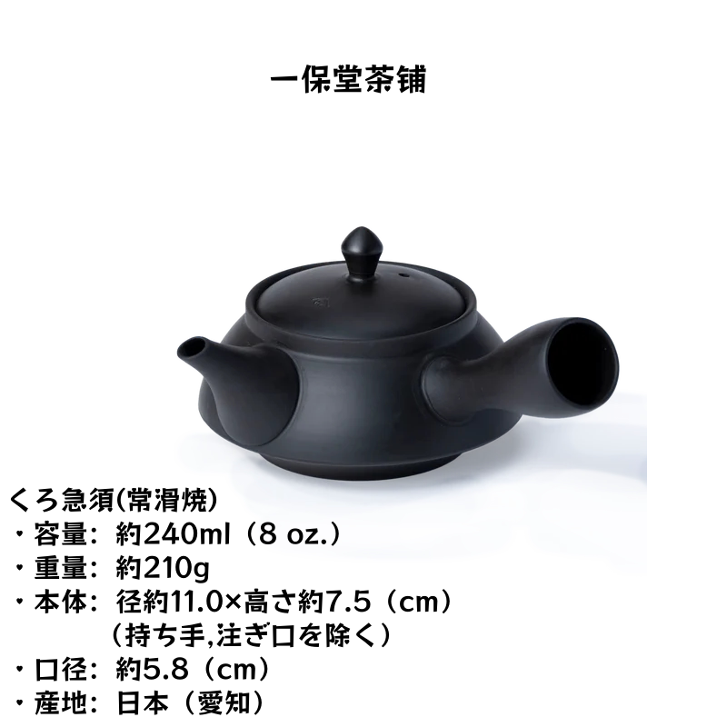 代购日本京都一保堂茶铺黑色茶壶くろ急須常滑焼左右手柄