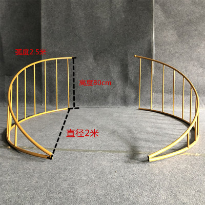 新款婚庆道具铁艺弧形围栏舞台T台装饰栅栏婚礼路引半圆形护栏