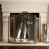 金属做旧壁炉屏风隔断客厅家用新品 壁炉装 饰护栏三折带网 欧式 包邮