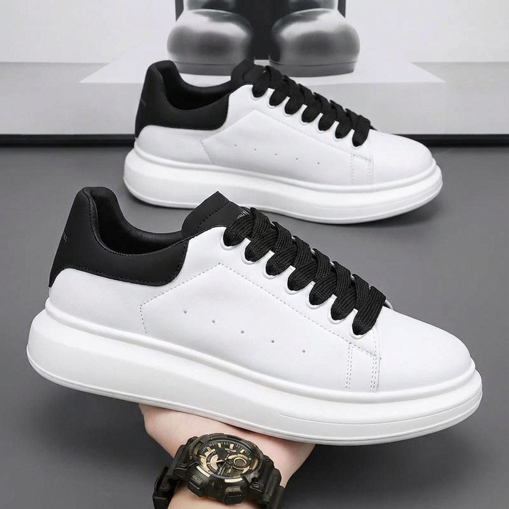 康亿情侣小白鞋男2026新款男鞋潮鞋板鞋黑鞋休闲皮鞋白色经典配色