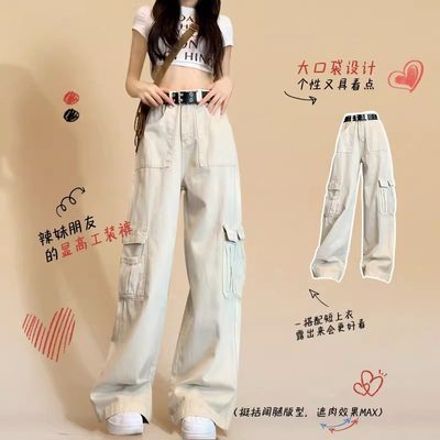 韩舞团工装裤女夏季2026新款宽松显瘦高腰街头直筒阔腿裤休闲运动