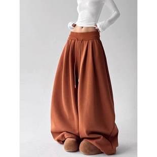 街头高腰宽松减龄阔腿裤 韩舞团加绒加厚卫裤 美式 冬季 女20025新款