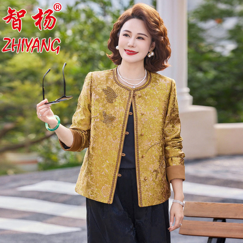 新中式妈妈春装刺绣开衫外套