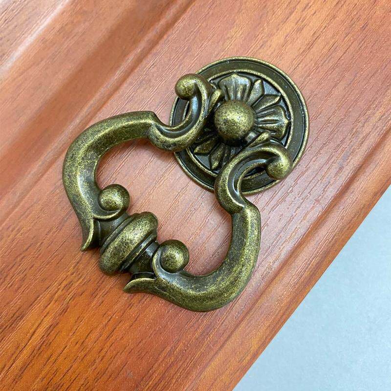 新中式仿古吊坠拉手铜金色橱柜衣柜门把手复古典单孔现代简约轻奢