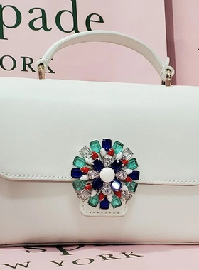 Kate spade复古2022新款lovitt珍珠水钻方扣手提斜挎包链条钱包KS