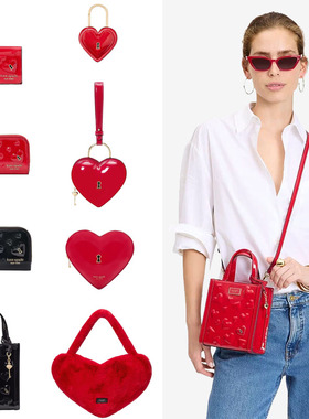 kate spade 3D立体心形锁迷你手提包挂红色毛绒绒爱心托特包琴谱
