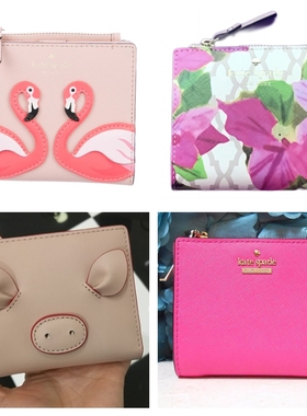 国内现货Kate Spade凯特丝蓓簕杜鹃印花对折十字纹短款钱包两折KS