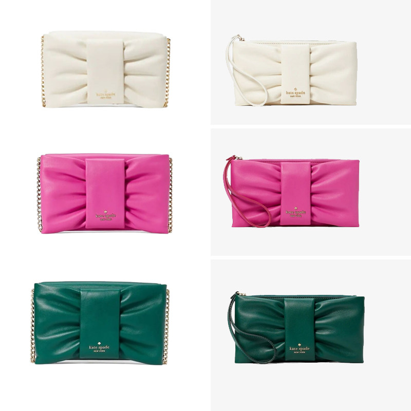 kate spade云朵大蝴蝶结WOC链条钱包手拿包斜挎包手腕包泡芙包KS