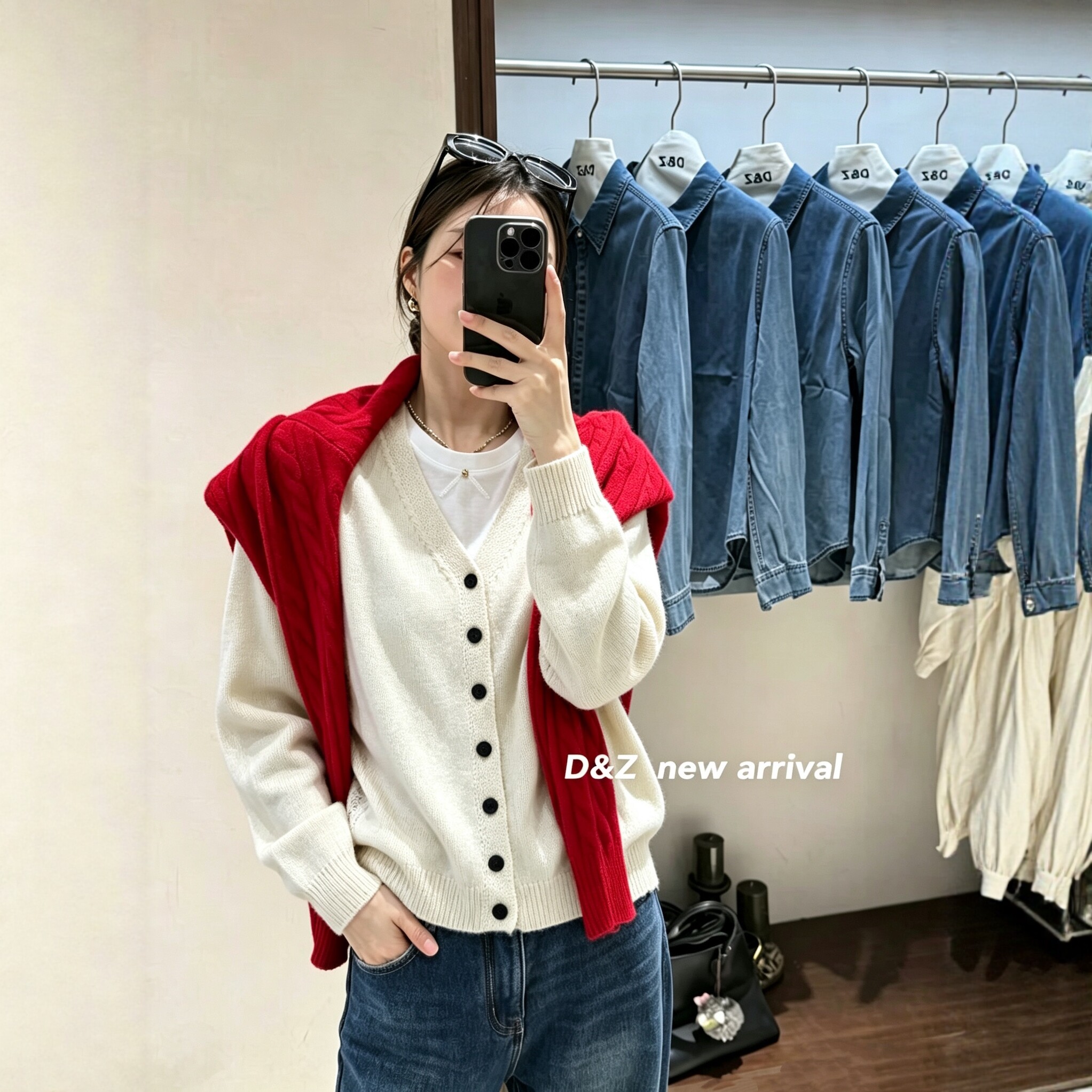 杏色开衫女长袖针织衫单排扣外套纯色简约气质减龄温柔显瘦毛衣韩