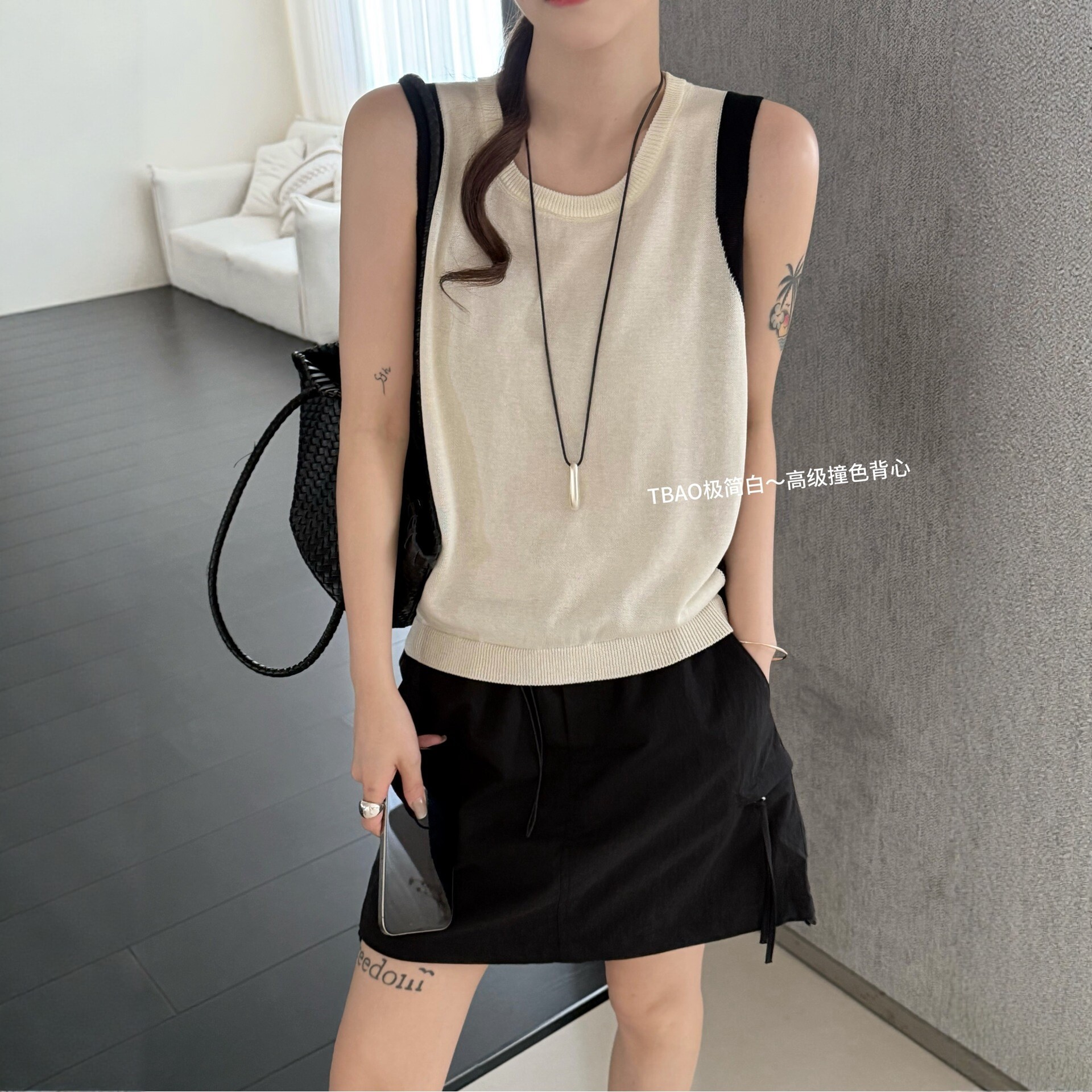 韩版撞色拼接针织背心女无袖圆领套头百搭气质显瘦上衣夏季2026潮
