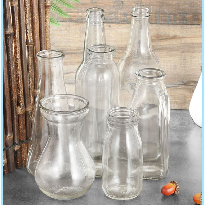 复古手工创意家居玻璃花瓶饰品麻绳田园风客厅卧室水培瓶子锥形圆-封面
