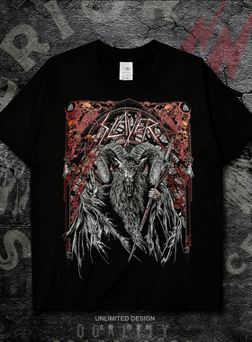 Slayer乐队周边短袖T恤男女重金属摇滚轻朋克风黑色印花上衣夏季