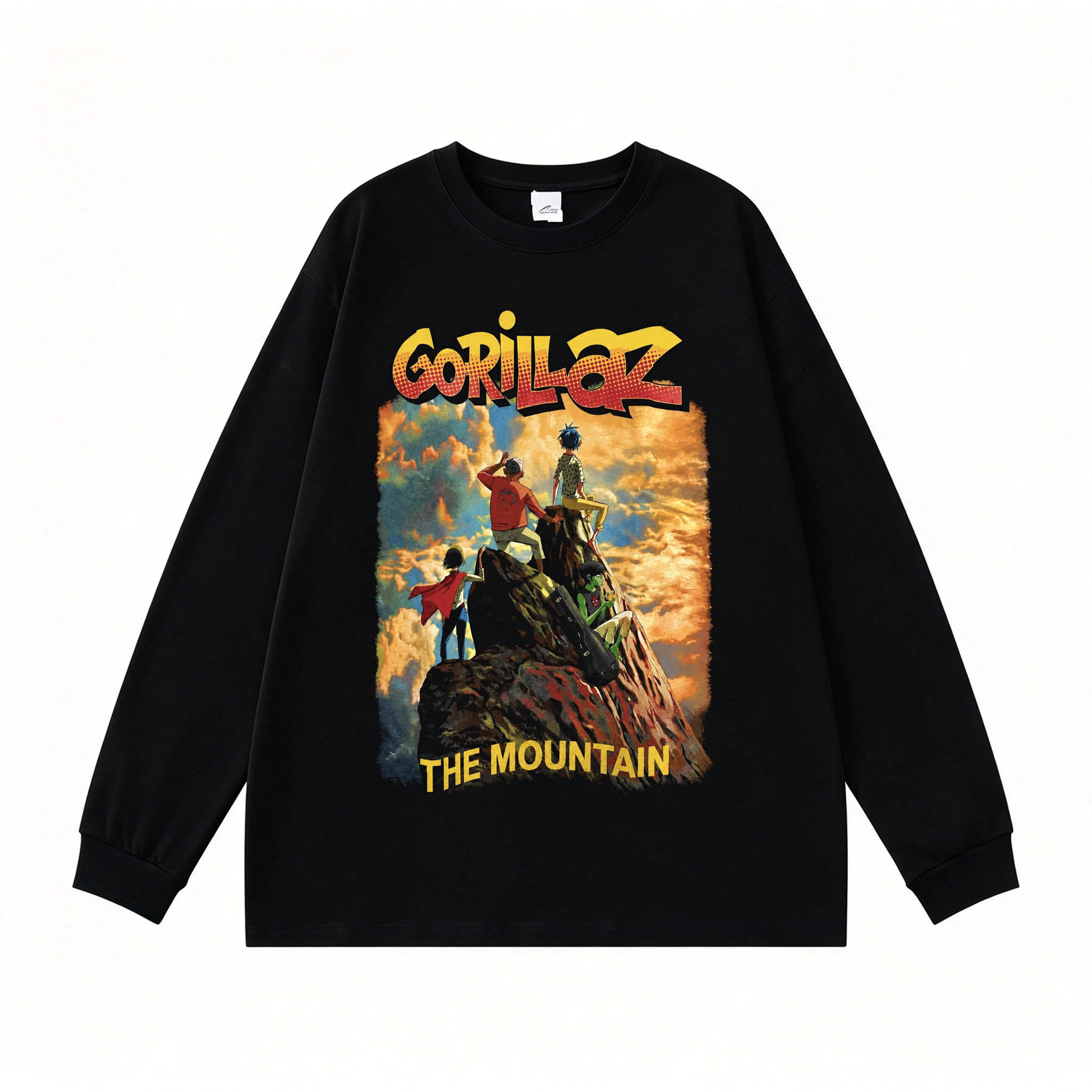 欧美多巴胺潮流Gorillaz街头霸王乐队印花长袖纯棉T恤男女春秋季