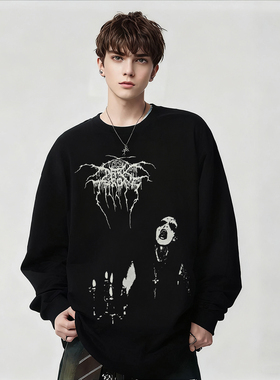 Darkthrone乐队周边摇滚暗黑风长袖T恤男女宽松印花上衣春秋定制
