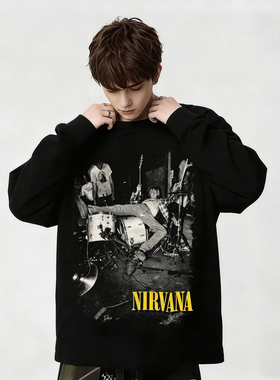 乐队摇滚欧美街头印花纯棉长袖T恤男女款上衣内搭春秋