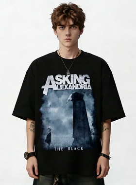 金属asking alexandria乐队摇滚朋克复古印花纯棉短袖T恤男女款夏