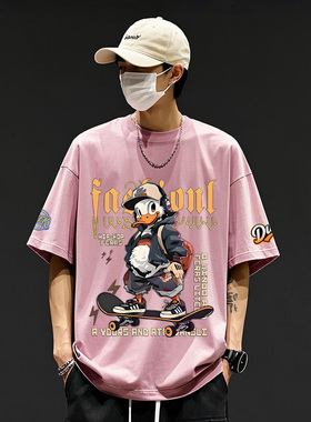 2025新款原创重磅高街涂鸦数码直喷印花纯棉短袖T恤上衣男款夏季