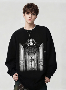 轻朋克风LACRIMOSA-Elodia乐队摇滚印花黑色长袖T恤男女百搭春秋