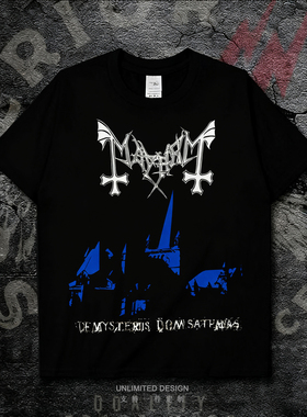 Mayhem乐队周边暗黑金属印花短袖T恤男女小众摇滚黑色纯棉上衣夏