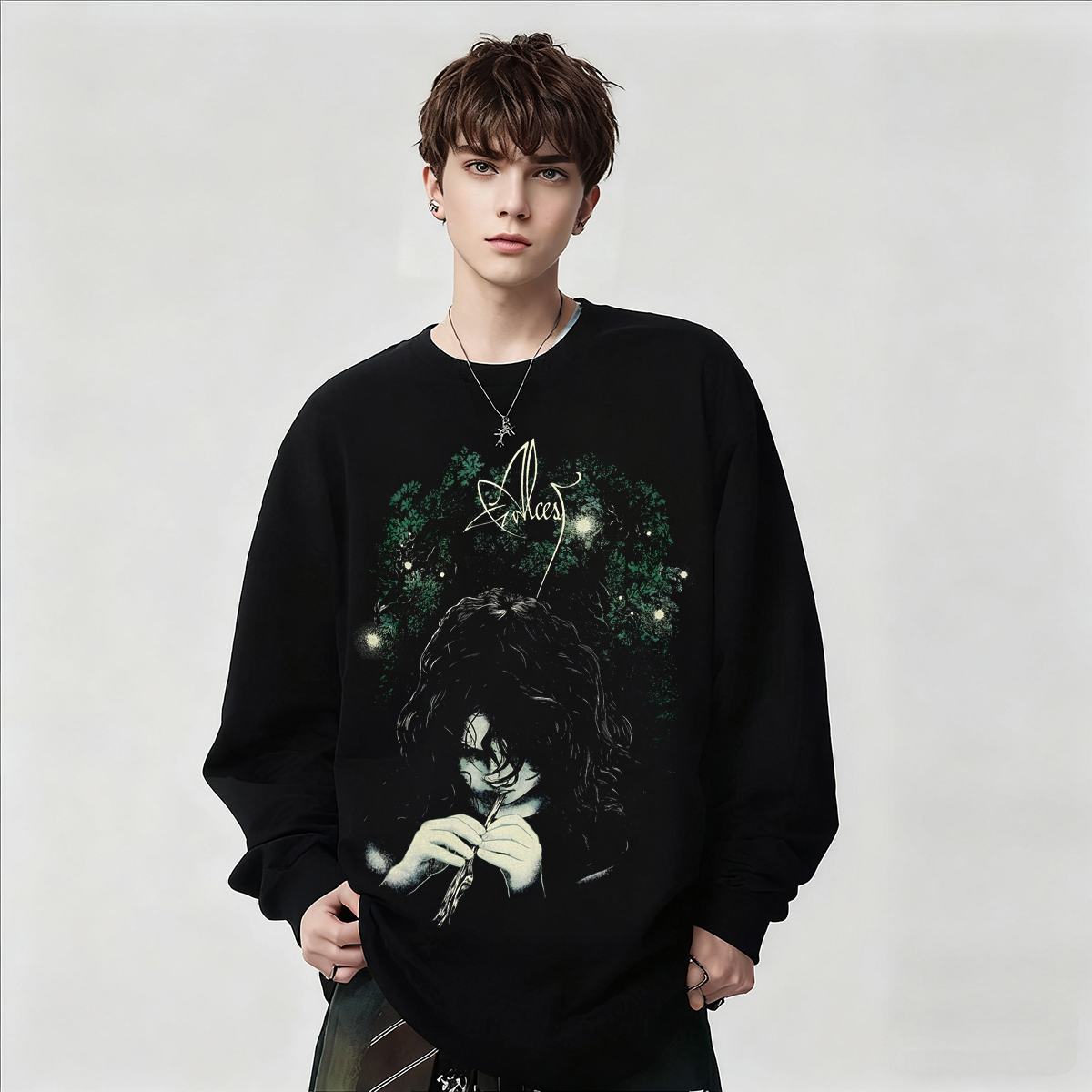 ALCEST乐队后黑金属印花长袖T恤