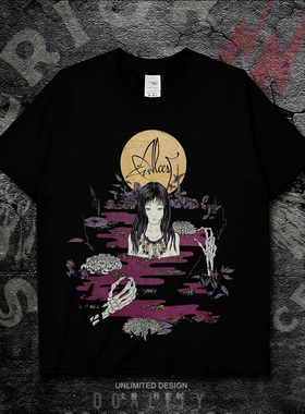 法国ALCEST乐队动漫印花黑色短袖T恤男女摇滚纯棉宽松上衣潮夏季