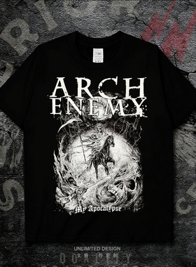 Arch Enemy摇滚乐队骷髅印花短袖T恤男女高街风美式摇滚上衣夏季