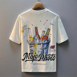 原创美式炸街新款印花涂鸦纯棉数码直喷短袖t恤上衣痞帅男生夏季