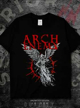 Arch Enemy暗黑摇滚欧美恶魔印花短袖T恤男女黑色纯棉上衣宽松夏