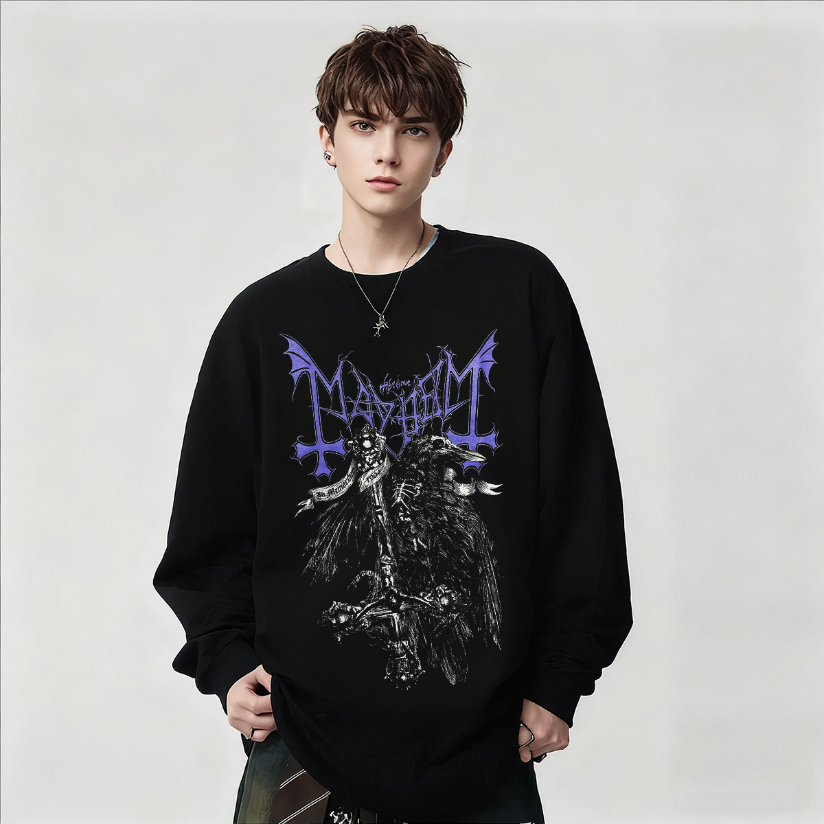 乐队印花纯棉上衣长袖T恤男女款