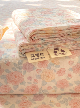 A类皱皱双层纱床笠三件套双人席梦思床垫保护套单人防滑床单床罩