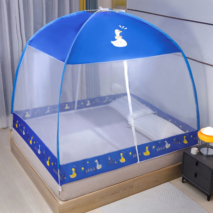 防尘防蚊双门蚊帐宿舍蒙古包防摔儿童家用卧室免安装折叠加厚帐篷