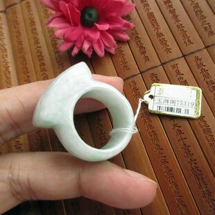 保真缅甸玉21.2mm天然A货翡翠玉马安扳指戒指翡翠实物拍图75319