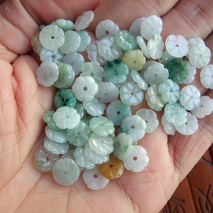 小梅花片隔珠片小花朵21177缅甸玉9 10MM天然A货翡翠玉DIY配件H7