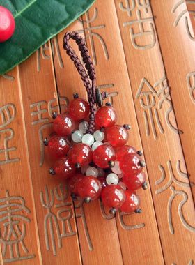 21230红红火火挂饰 玛瑙圆珠包挂件 红玛瑙珠钥匙扣挂件8MM珠