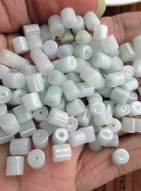 保真6*5.5小管珠路路通珠小玉桶珠20920-1缅甸玉天然A货翡翠玉H33