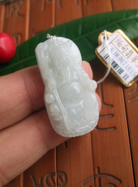 71615包真假一赔三天然翡翠玉A货财神大刀关公小吊坠缅甸玉实拍图