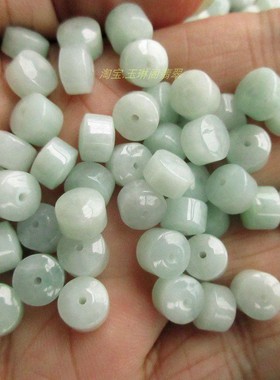 保真新款桶珠顶珠21765缅甸玉天然A货翡翠玉手链珠实物拍图H36