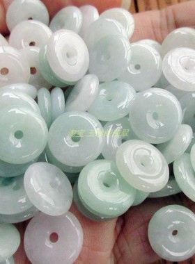 小平安扣玉扣直径13mm缅甸天然A货翡翠玉20479-6白色冰水款小扣H2