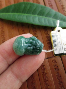 包真带阳绿貔貅小吊坠缅甸玉天然A货翡翠玉75362实拍图特价款皮休
