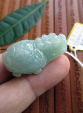 (双孔)保真立体龙龟龙头龟吊坠75669实物拍图缅甸玉天然A货翡翠玉