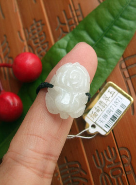 玉白菜戒指内径21mm71871假一赔三缅甸玉天然A货翡翠玉花朵玉戒