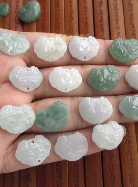 保真双孔柿柿如意小平安锁小吊坠21688缅甸玉纯天然A货翡翠玉H6